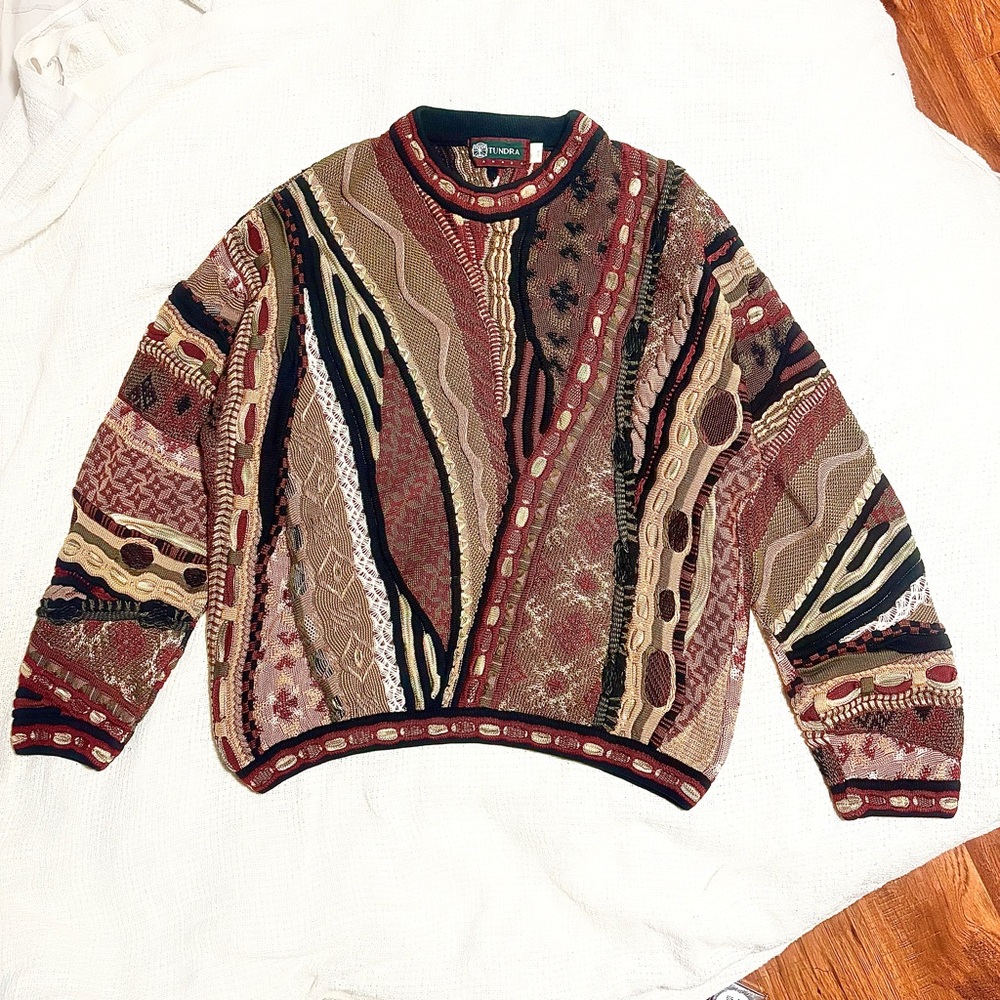 Tundra Coogi style 3D multi colour sweater